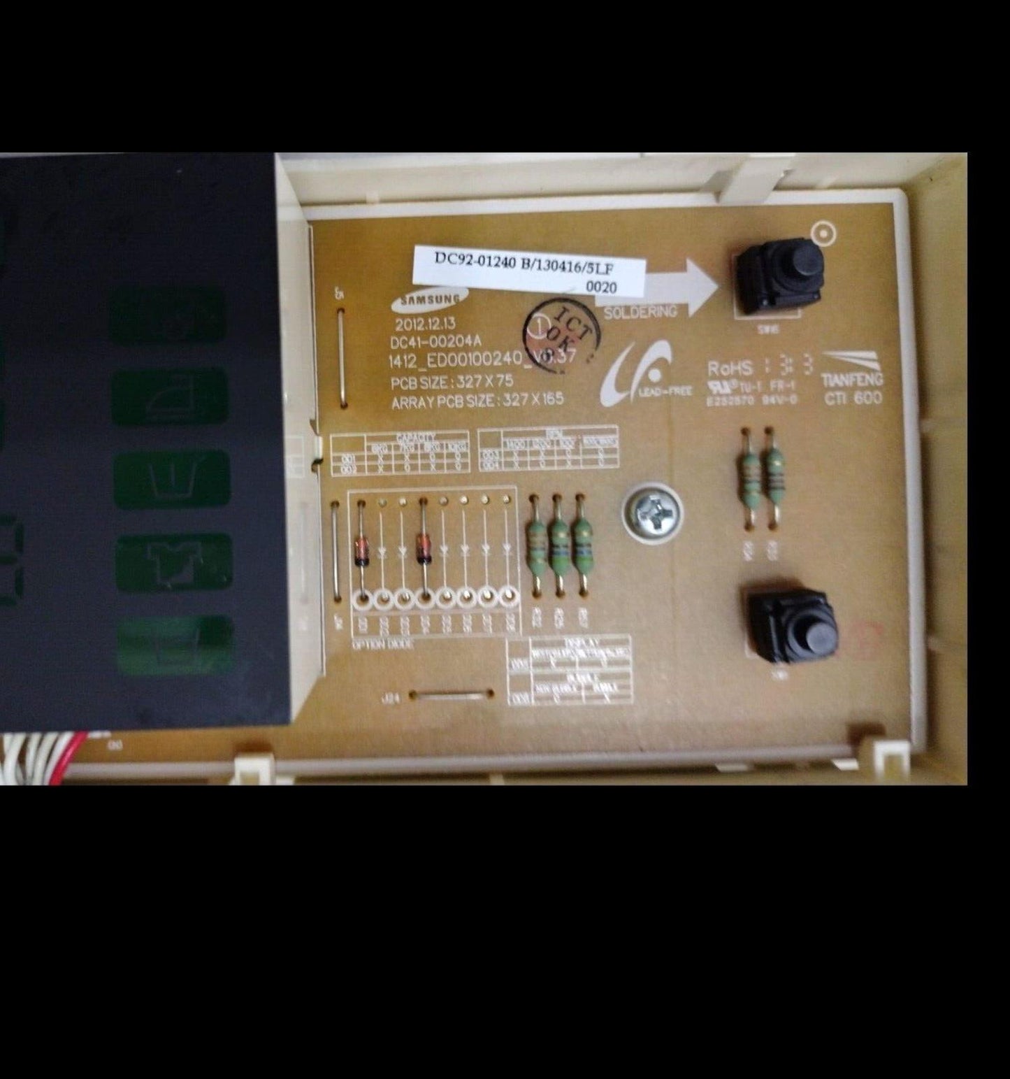SAMSUNG WF80F5E5W2W WASHING MACHINE POWER & DISPLAY PCB DC92-01238F £15 REFUND