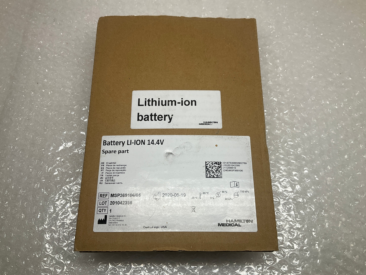 HAMILTON MEDICAL LITHIUM-ION BATTERY 14.4V