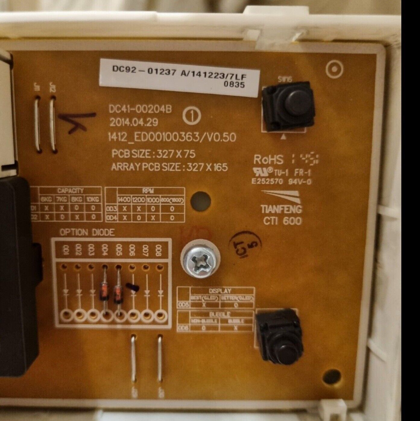 SAMSUNG WF60F4EFW2W WASHING MACHINE MODULE PCB DC92-01238Y - REFUND